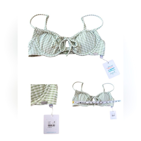 Tropik, Textured Bralette Bikini Top, XS, Green & White ☀️ - Picture 2 of 5